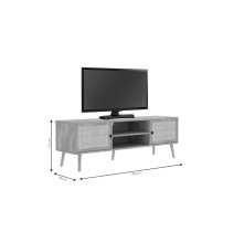 Mueble TV de Ratán en Color Negro-Natural 150x39x49 cm - 2 Puertas - Estilo y Durabilidad.