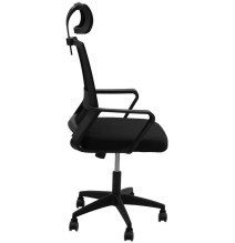 Silla de Oficina Giratoria,Ergonómica con Malla, Asiento 55 cm, Apoyabrazos en Color Negro