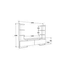 Mueble TV de Nogal y Negro, 183,6x31,5x140cm, con 2 Puertas Abatibles y Múltiples Estantes – Mueble de salón completo Moderno.